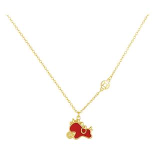 DODOGOGO马上有钱项链女秋冬轻奢小众配饰高级毛衣链红色小马吊坠