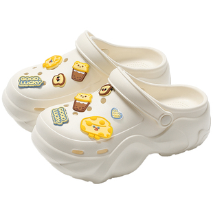 厚底洞洞鞋女款2025新款夏季外穿eva防滑防臭踩屎感包头半拖鞋女