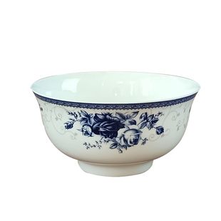 5寸碗家用10个景德镇陶瓷碗骨瓷高脚米饭碗青花瓷釉中彩碗具套装