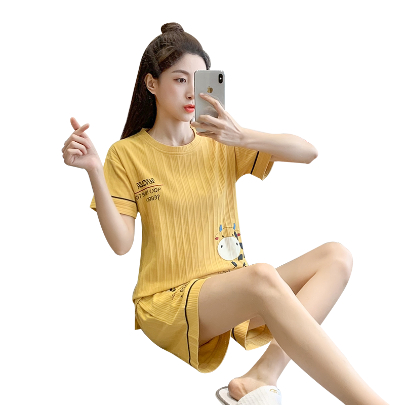 夏季纯棉新款韩版可爱卡通家居服