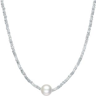 周六福碎银子项链女S925银淡水珍珠优雅新年礼物送女友