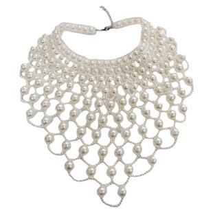 新款欧美白色珍珠项链女时尚颈带项圈装饰脖子饰品锁骨颈链身体链