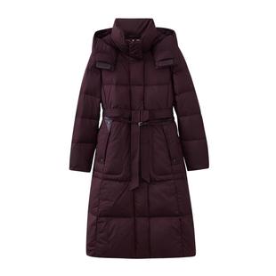 水云间女装 立领连帽高密度鹅绒保暖抗寒长款羽绒服2025冬季新款