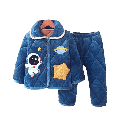 男童儿童法兰绒睡衣秋冬季卡通