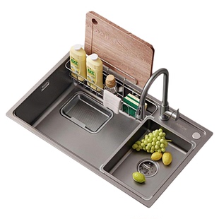 箭牌厨房水槽 压纹纳米304不锈钢日式单槽洗碗水池盆洗菜盆大单槽