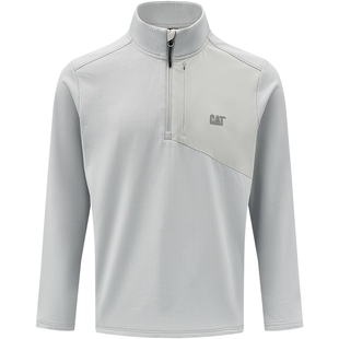 CAT卡特25秋冬新款男士拼接半开襟拉链半高领保暖长袖T恤商场同款