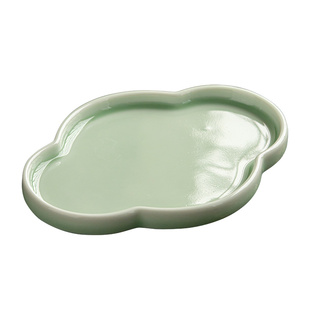 中式陶瓷茶点盘家用小号点心盘零食水果托盘茶台茶道方形壶承配件