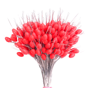 红色竿稍豆顶豆50粒装垂钓散装锁紧豆橄榄型硅胶太空豆钓鱼线组