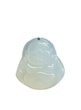 天然白玉髓吊坠玛瑙冰种弥勒笑佛公珠宝女士款项链时尚锁骨链