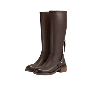 MIO米奥冬季增高厚底瘦瘦靴质感高级长筒靴百搭靴子女真皮长靴