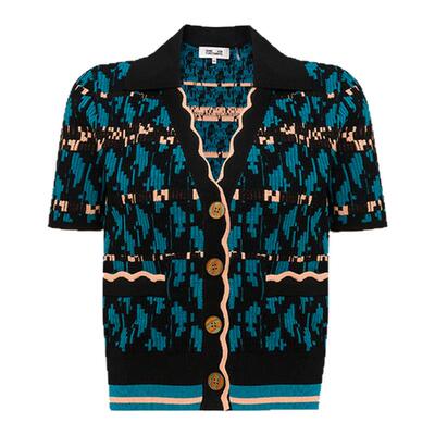 DVF短袖提花针织开衫外套