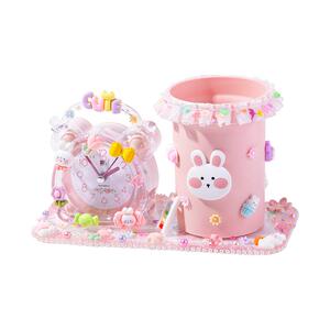 手工diy创意笔筒闹钟摆件送生日