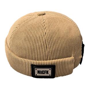 秋冬季百搭纯色灯芯绒地主帽子男日系时尚瓜皮帽户外街头贝雷帽女