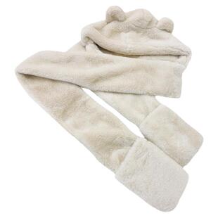 小熊围巾一体三件套帽子女冬天可爱兔毛绒护耳连帽保暖百搭围脖潮