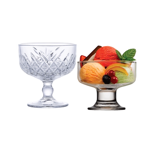 【自营】进口冰淇淋冰球玻璃酸奶杯高脚甜品杯布丁碗早餐杯玻璃杯