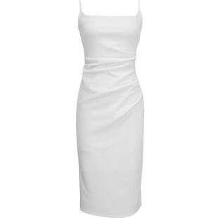 法式U领修身气质包臀小礼服白色吊带连衣裙高级感小众法式长裙