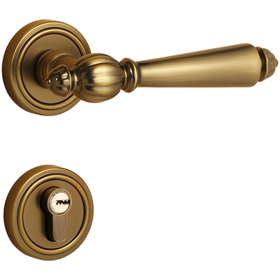 嘉森堡法式门锁室内木门锁美式复古黄古房门锁磁吸静音卧室门把手