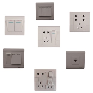 曼科SOK松可一位开关五孔 四开 六类八芯网络电脑电话电视插座