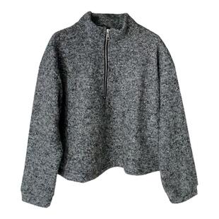 新品女生卫衣秋冬季抗冻抗风毛衣简搭韩系宽松加绒拉链立领打底衫