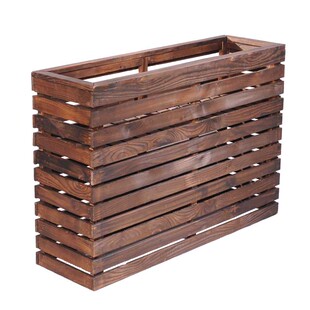 木围栏长方形花槽 木栅栏花盆咖啡厅餐厅隔断 防腐木花架网格户外
