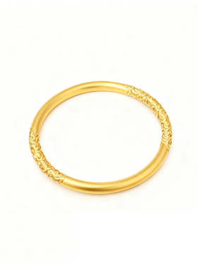 【久不掉色】越南古法沙金手镯女不掉色卷草纹高端仿真实心雕花