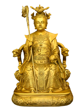纯黄铜玉帝王母神像摆件