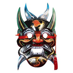 庙会派对道具手工diy彩绘涂鸦傩戏面具万圣节COS雕刻贵州非遗面具