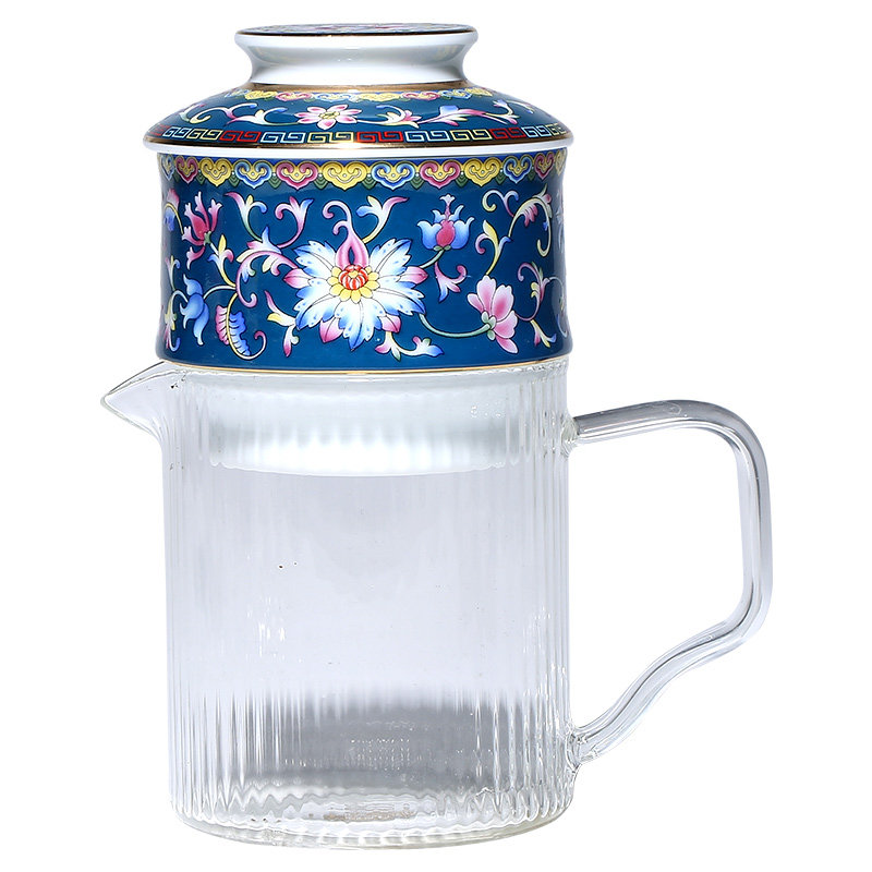 茶具珐琅彩自动冲茶器带玻璃公道杯礼盒套装家用休闲懒人陶瓷茶壶