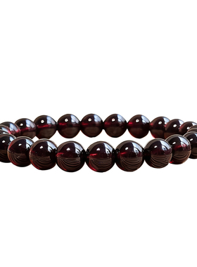 天然酒红色石榴石手串新年礼物