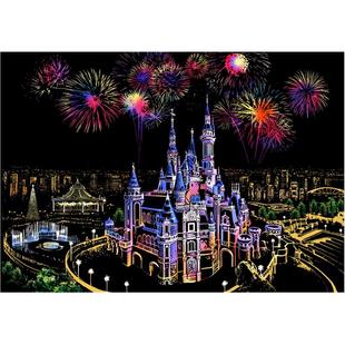 城市夜景刮刮画彩色刮画纸8开A3手刮画DIY炫彩手工画创意男女礼物