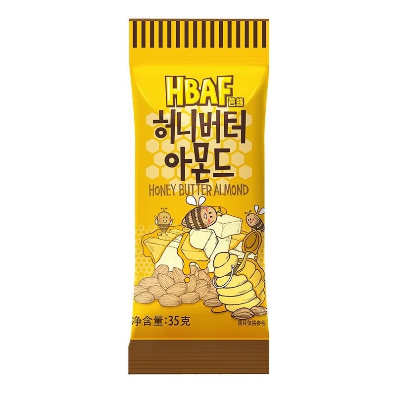 HBAF芭蜂蜂蜜黄油味扁桃仁坚果零食杏仁巴旦木35g*12袋原汤姆农场