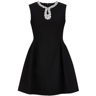 Vero Moda连衣裙2025秋冬亮片装饰领口收腰A字年会礼服优雅千金风