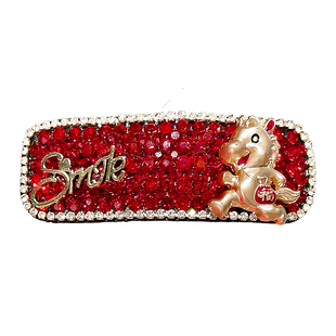 红色马年本命年水钻小马发夹女2026新年侧边碎发卡刘海bb夹子头饰