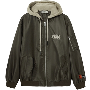 杰克琼斯外套男款秋冬飞行夹克百搭连帽棒球服加厚保暖棉衣男装