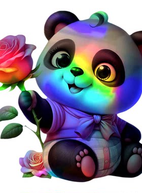 熊猫防水反光夜光电动汽车贴纸画
