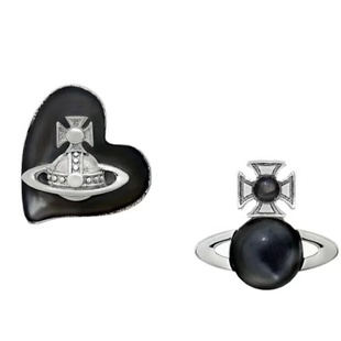 Misa officail|天使与恶魔~天然贝母ab款不对称耳钉土星爱心