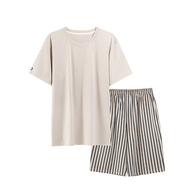 「100全棉」男士短袖短裤套装