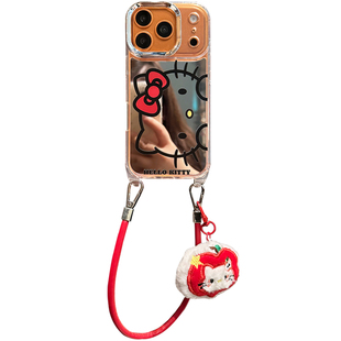 lizardhill 镜面补妆镜简约kt适用苹果17promax手机壳新款16pro女iphone15斜挎背带挂绳14pro可爱13不撞壳