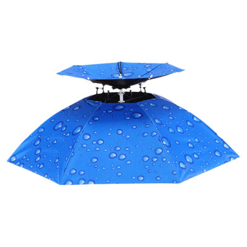 伞帽头戴雨伞帽子钓鱼头戴太阳伞户外采茶环卫防晒斗笠伞折叠大号