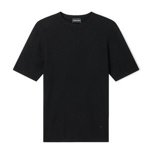 EMPORIO ARMANI/阿玛尼夏季新款男士圆领短袖正肩老钱风针织T恤
