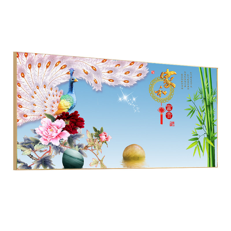 客厅装饰画孔雀家和富贵玄关壁画