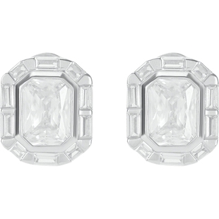 【折扣】NUMBERING 女银色金属方晶锆石耳钉