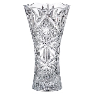 捷克原装进口BOHEMIA水晶玻璃花瓶 时尚简约插花摆件透明花瓶