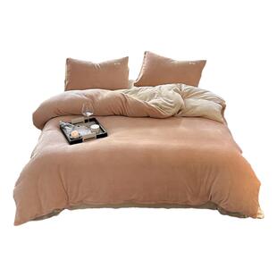 2025年秋冬新款保暖加绒四件套 加厚牛奶绒被套床笠款床单4件套