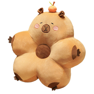 卡皮巴拉公仔护腰靠垫水豚玩偶沙发抱枕坐垫毛绒玩具床头靠枕娃娃