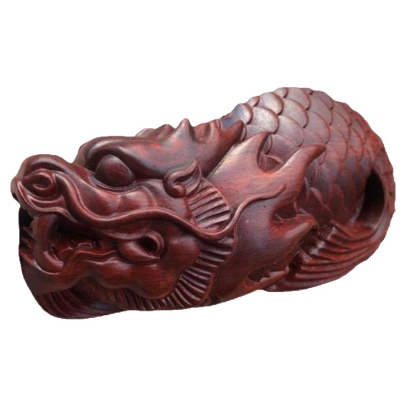 红木实木雕刻手把件龙鱼工艺品