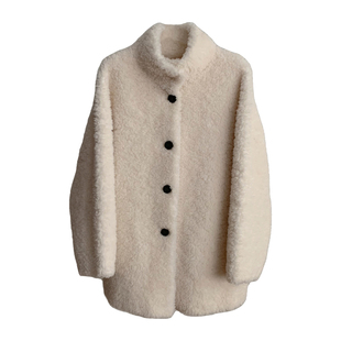 韩系宽松立领中长款 100羊羔毛皮毛一体2025新款皮草女冬毛毛外套