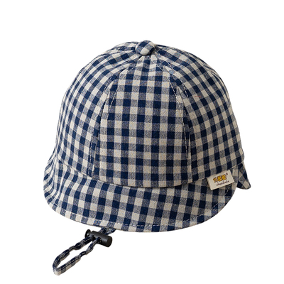 宝宝格子前后帽檐防晒帽遮阳帽