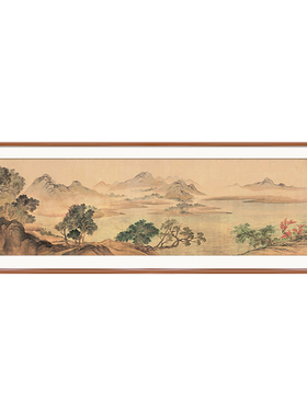 湖山春暖图宋式美学山水画新中式客厅沙发电视背景装饰画茶室挂画