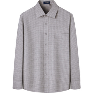 【纯棉色纺】庄吉男士长袖衬衫2025秋冬新款磨毛加厚通勤格子衬衣